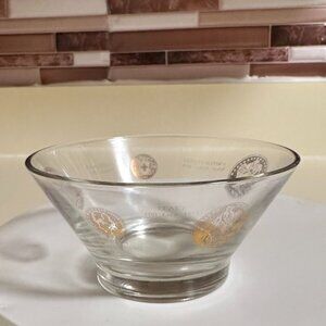 Clear Glass Bowl with Gold Accents